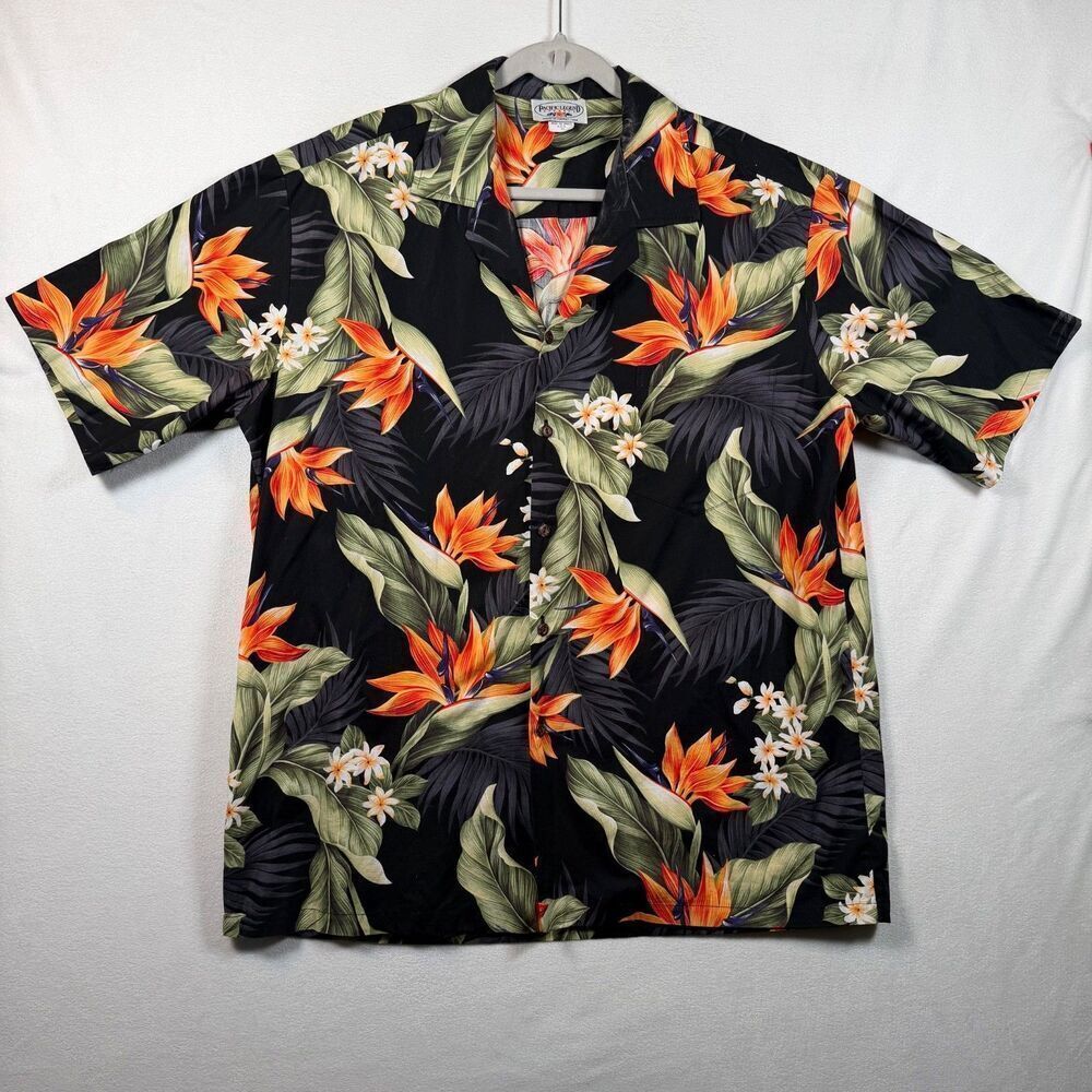 Pacific Legend Hawaiian Shirt XL Birds of Paradise Floral Made in Hawaii Cotton